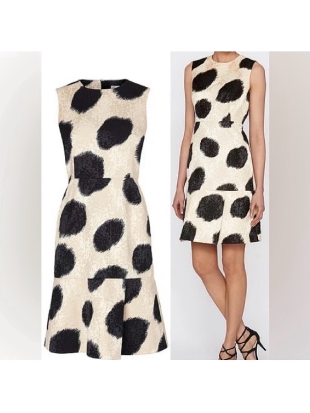 L.K. Bennett London Ceylan Silk Blend Polka Dot Jacquard Cocktail Dress Size 8